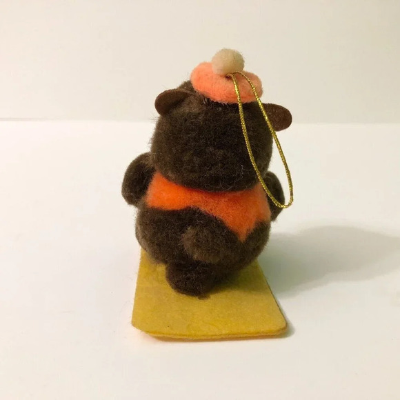 Vintage A&W Root Beer Advertising Bear On Sled Christmas Tree  Ornament Flaws - Picture 4 of 16